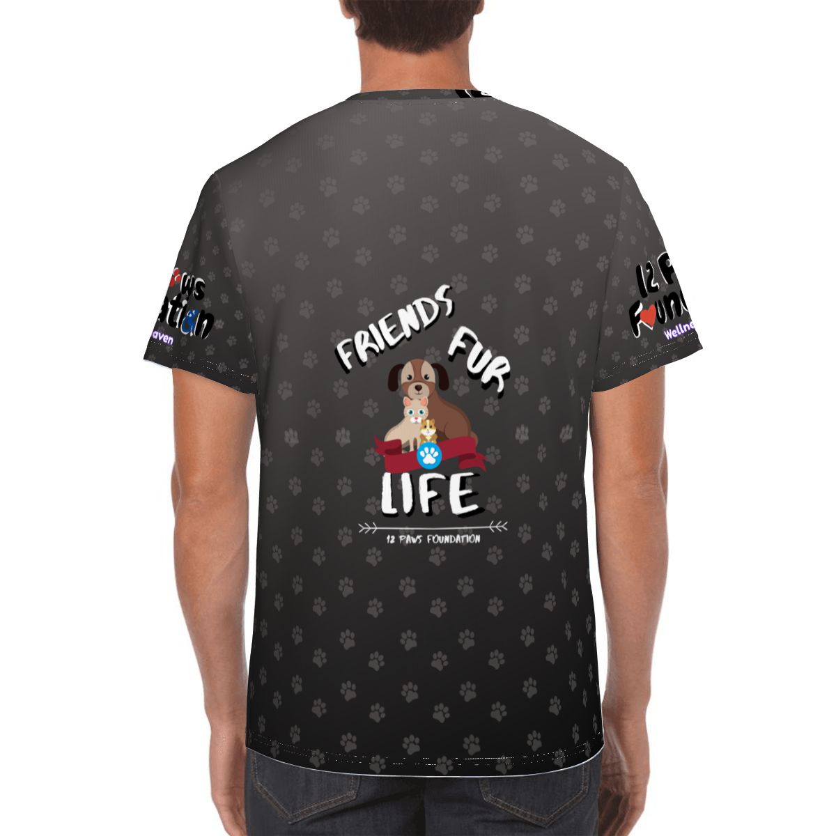 Friends Fur Life Black Paw Print Tee
