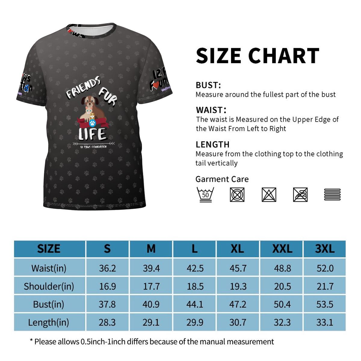 Friends Fur Life Black Paw Print Tee