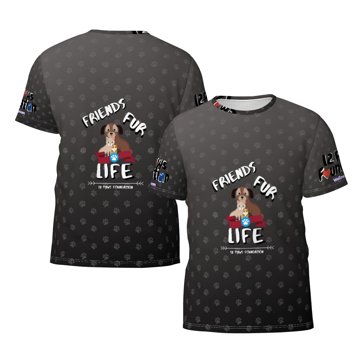 Friends Fur Life Black Paw Print Tee