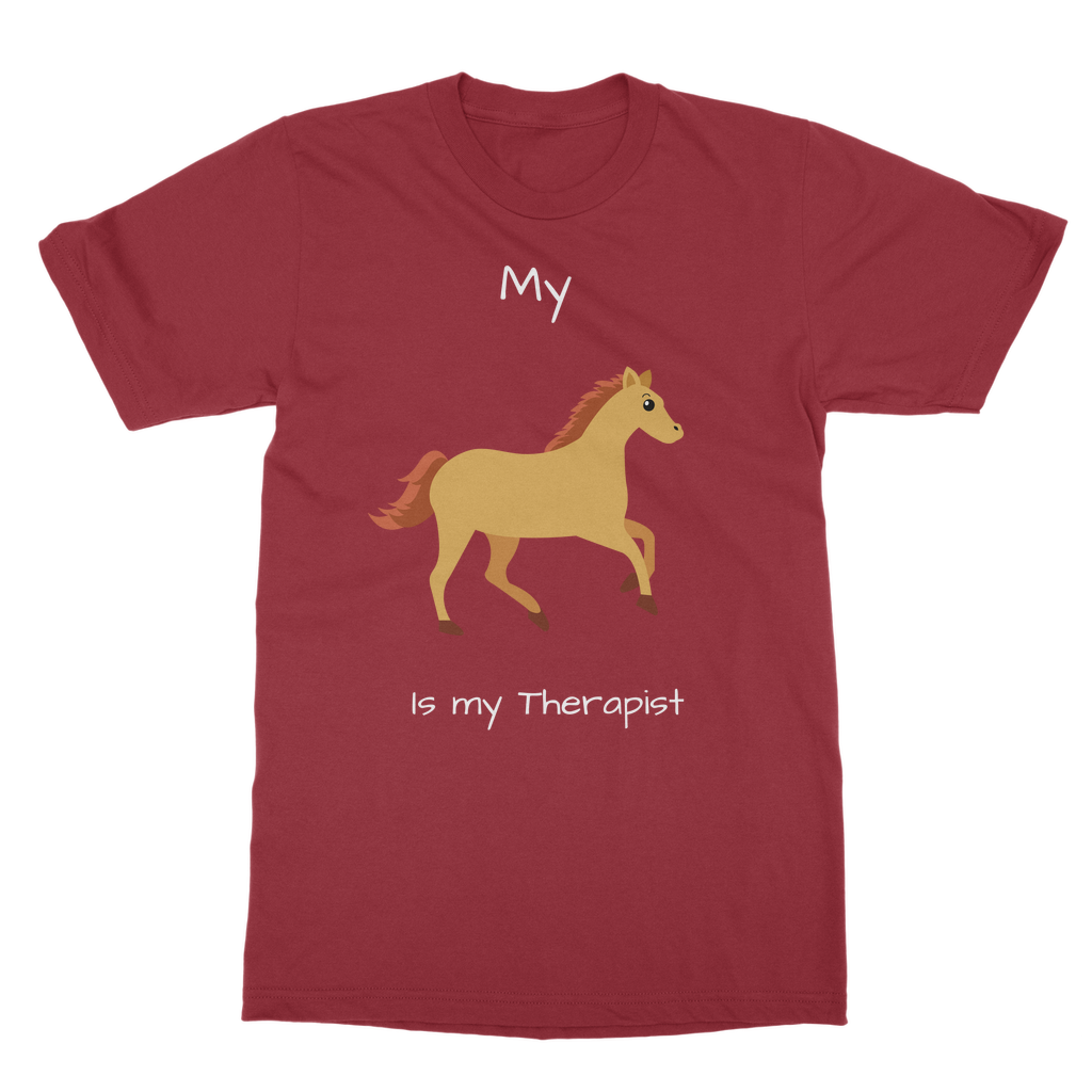 My Horse is My Therapist (White) Classic Adult T-Shirt