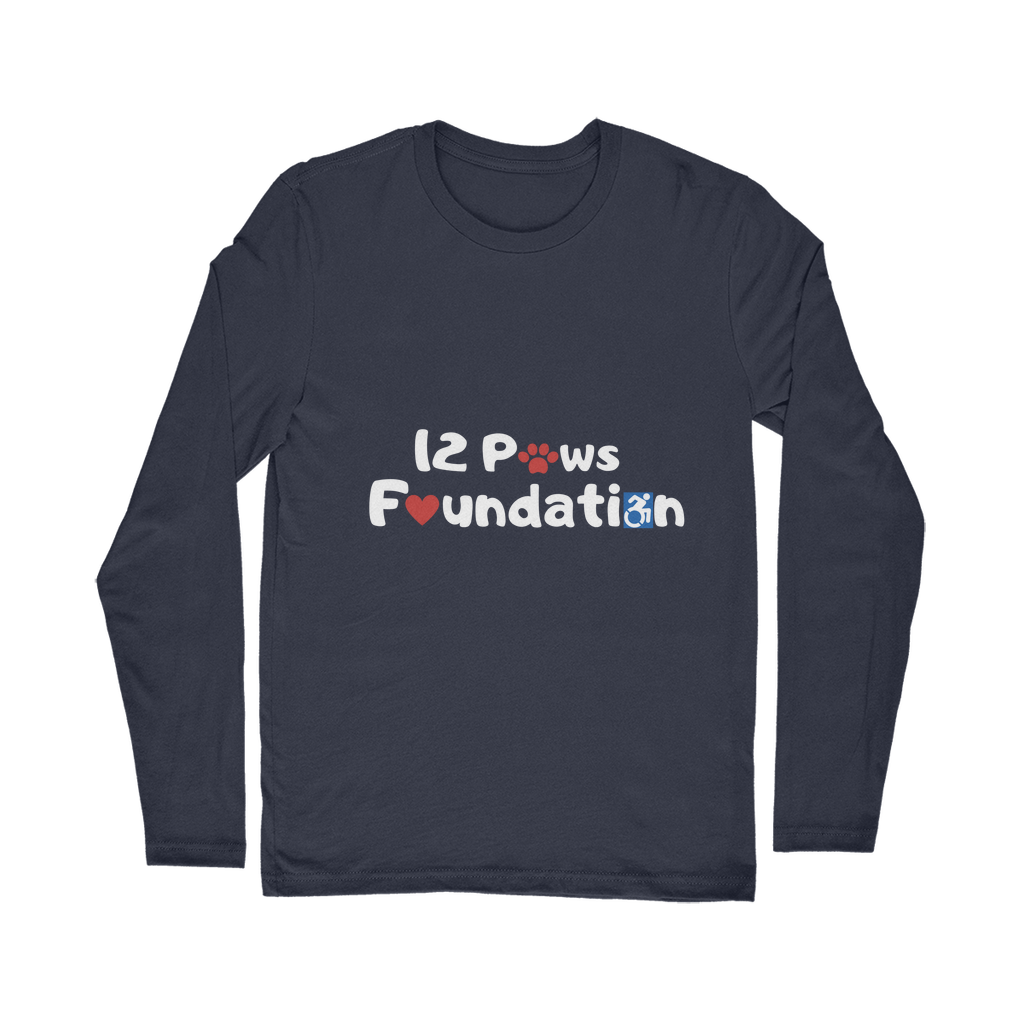 (White Lettering) 12 Paws Foundation Classic Long Sleeve T-Shirt