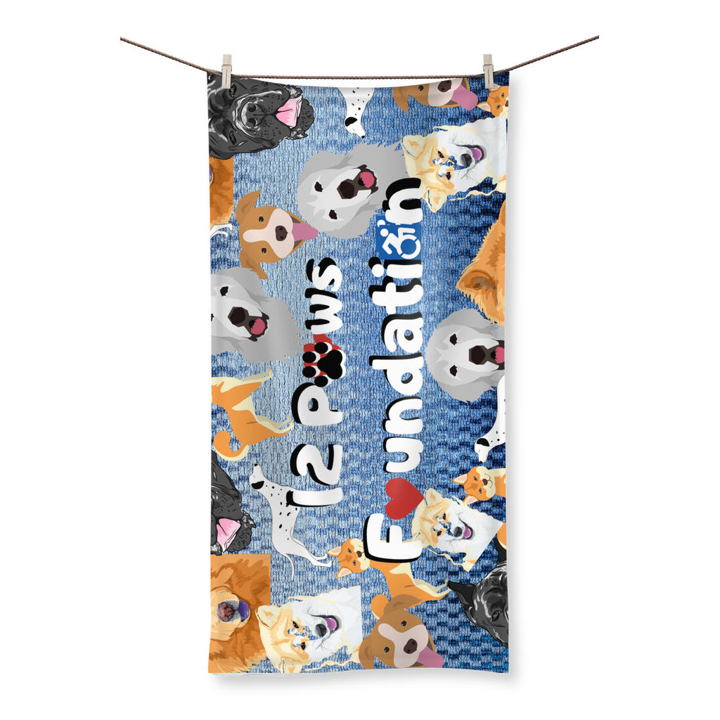 (Sky Blue) 12 Paws Pattern Mask Sublimation All Over Towel