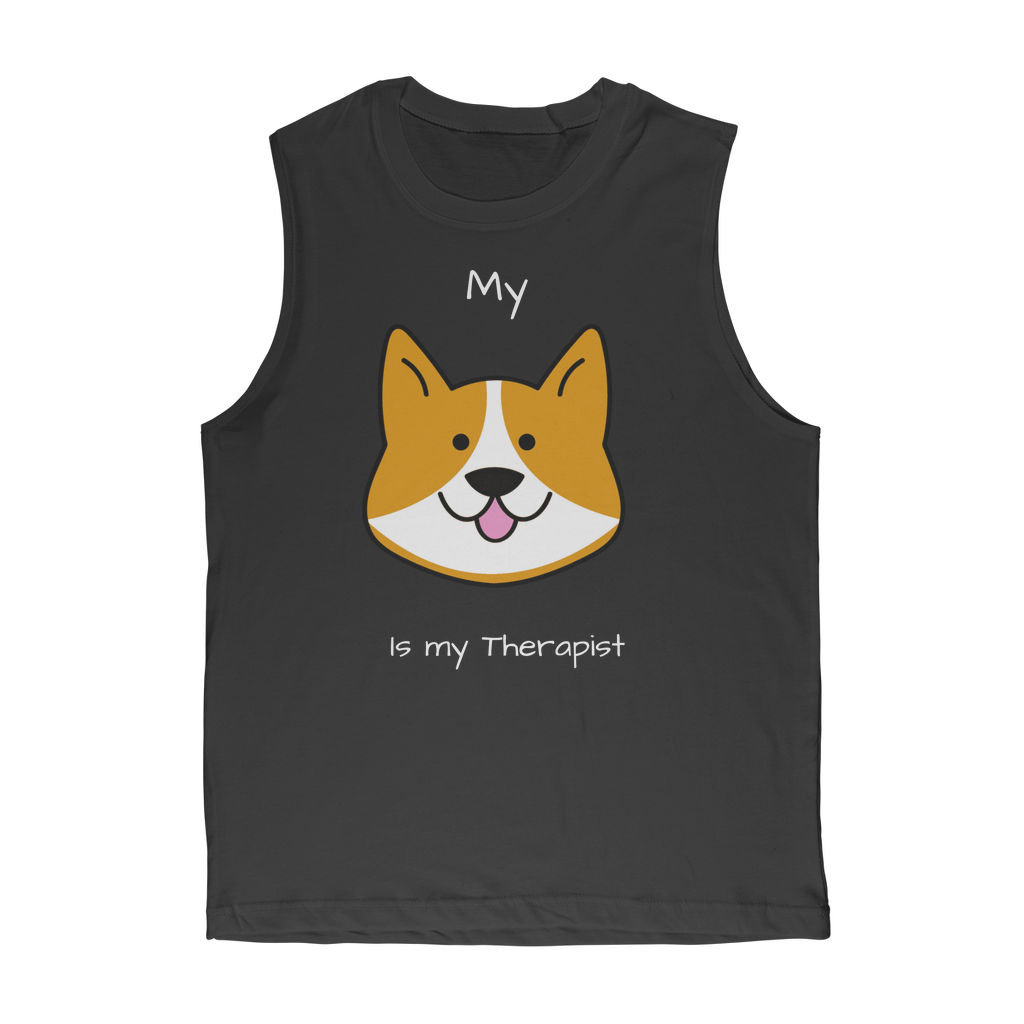 My Dog is My Therapist (White) Classic Adult Muscle Top
