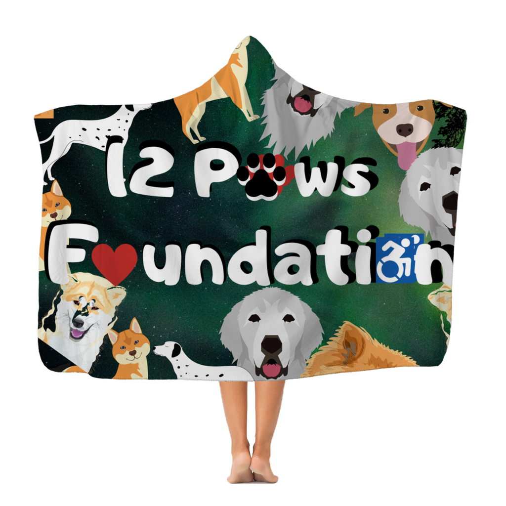 12 Paws Pattern Mask (Green) Classic Adult Hooded Blanket