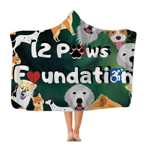 12 Paws Pattern Mask (Green) Classic Adult Hooded Blanket