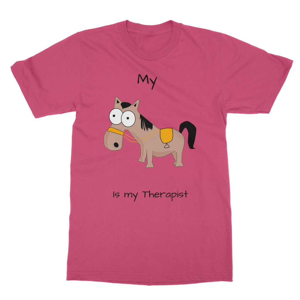 My Crazy Horse is My Therapist (Black) Classic Adult T-Shirt