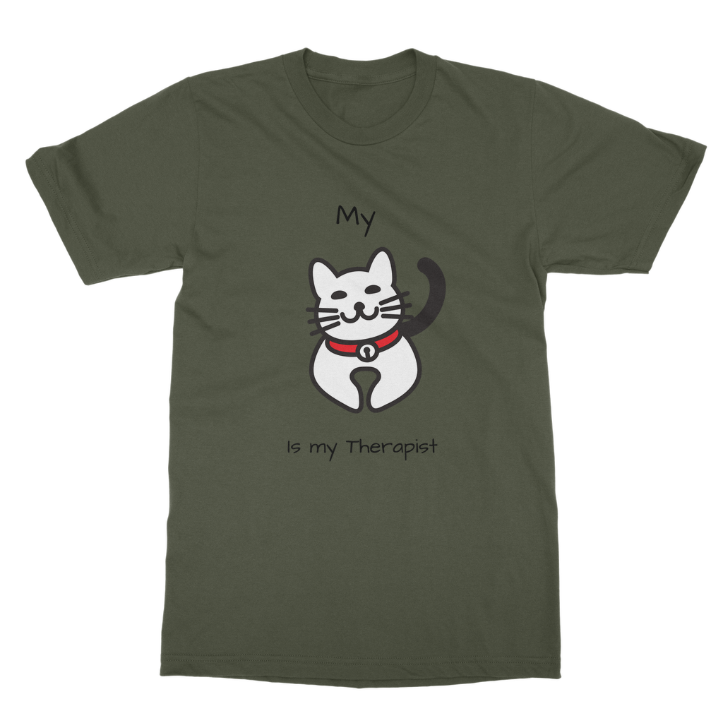 (Black) My Cat is My Therapist Classic Adult T-Shirt