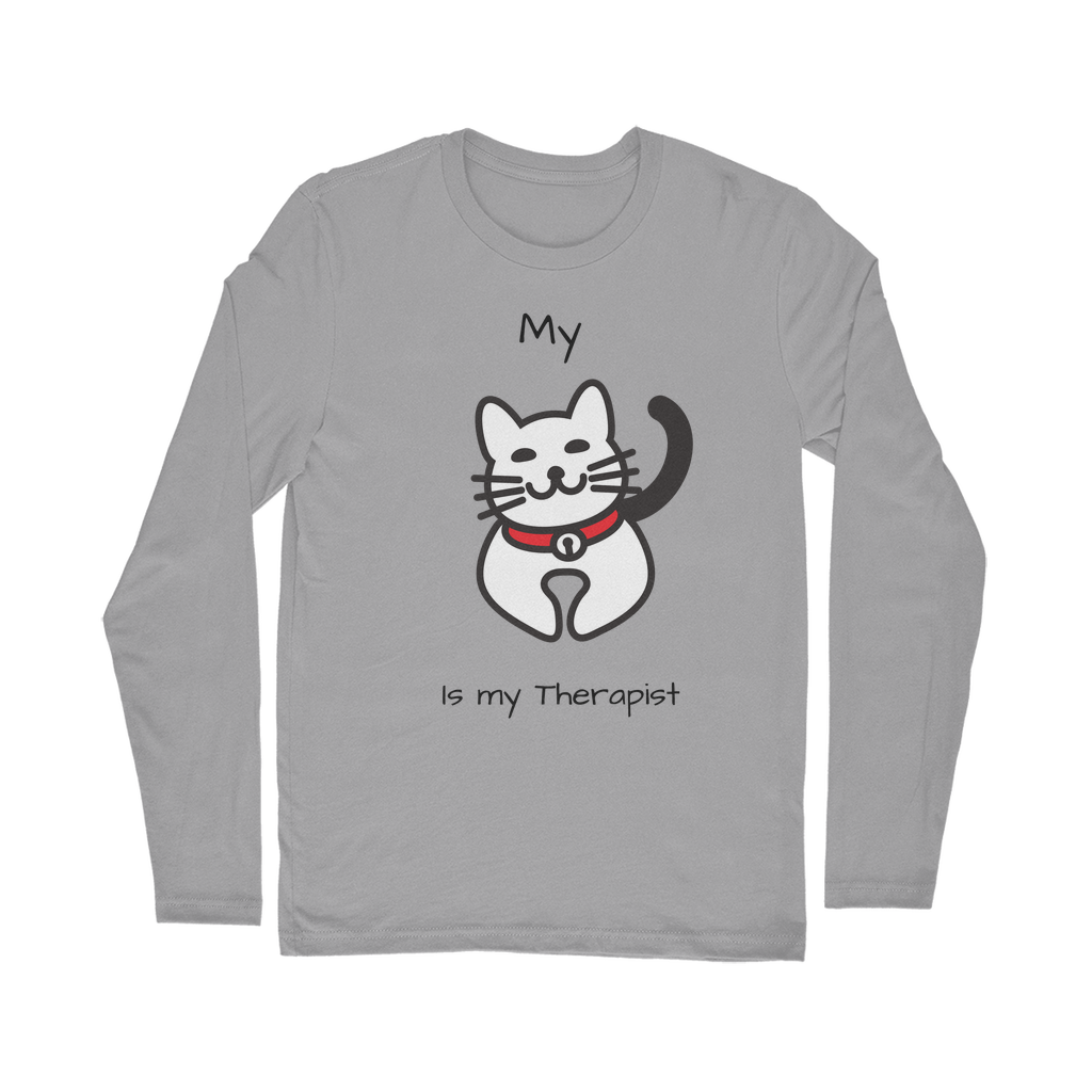 (Black) My Cat is My Therapist Classic Long Sleeve T-Shirt