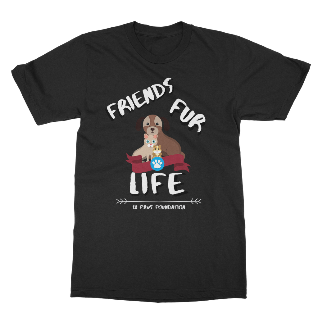 (White Lettering) Friends Fur Life Classic Adult T-Shirt