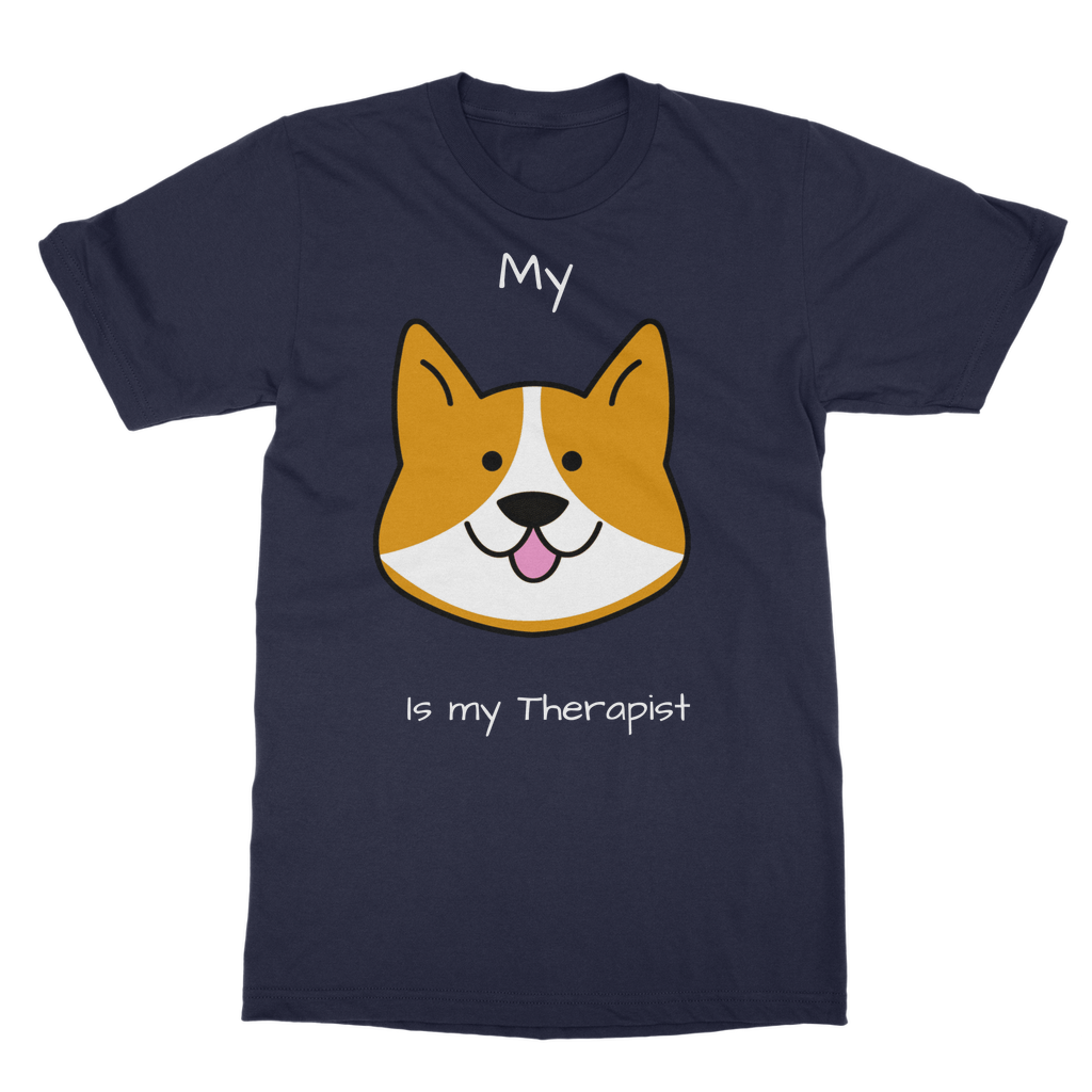 My Dog is My Therapist (White) Classic Adult T-Shirt