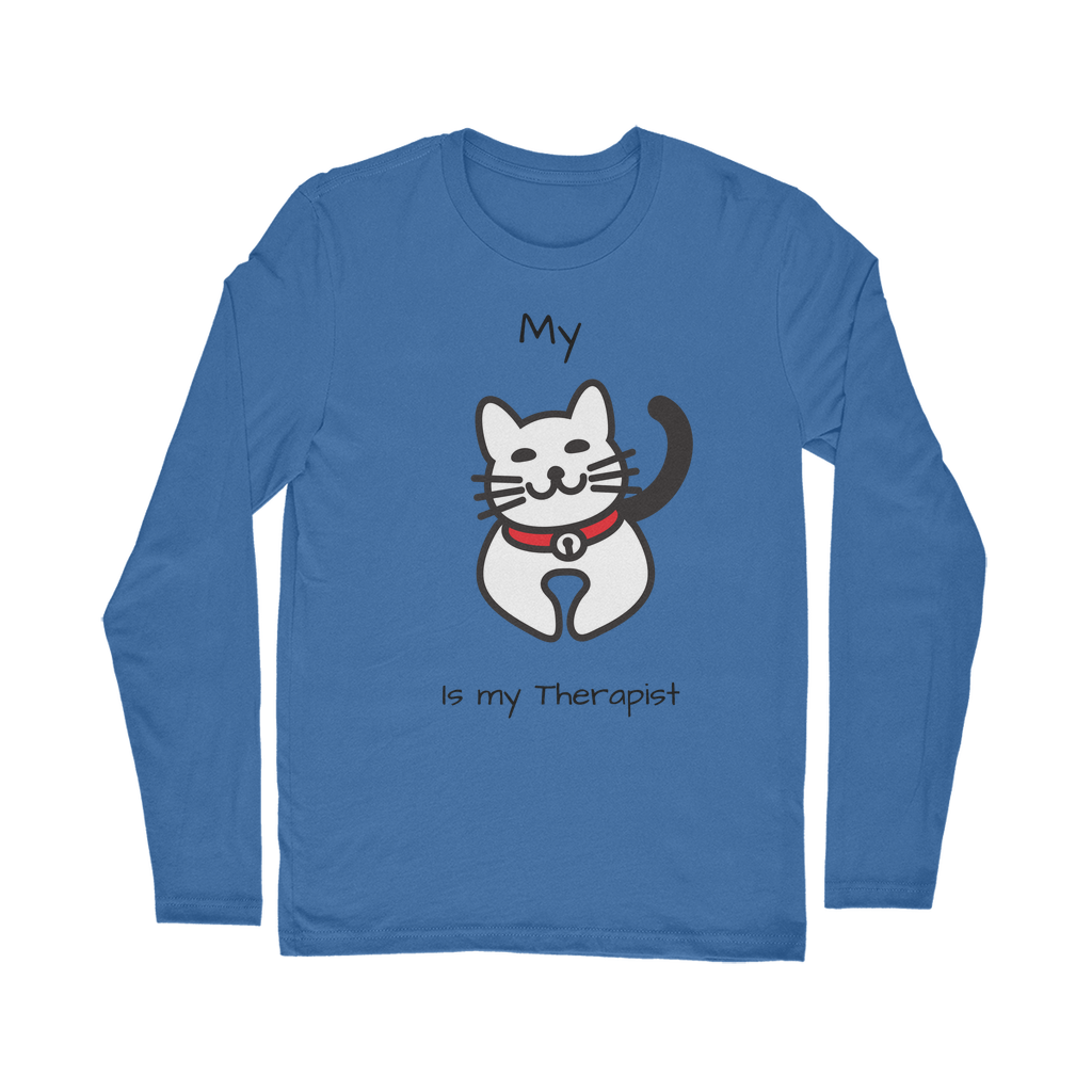 (Black) My Cat is My Therapist Classic Long Sleeve T-Shirt