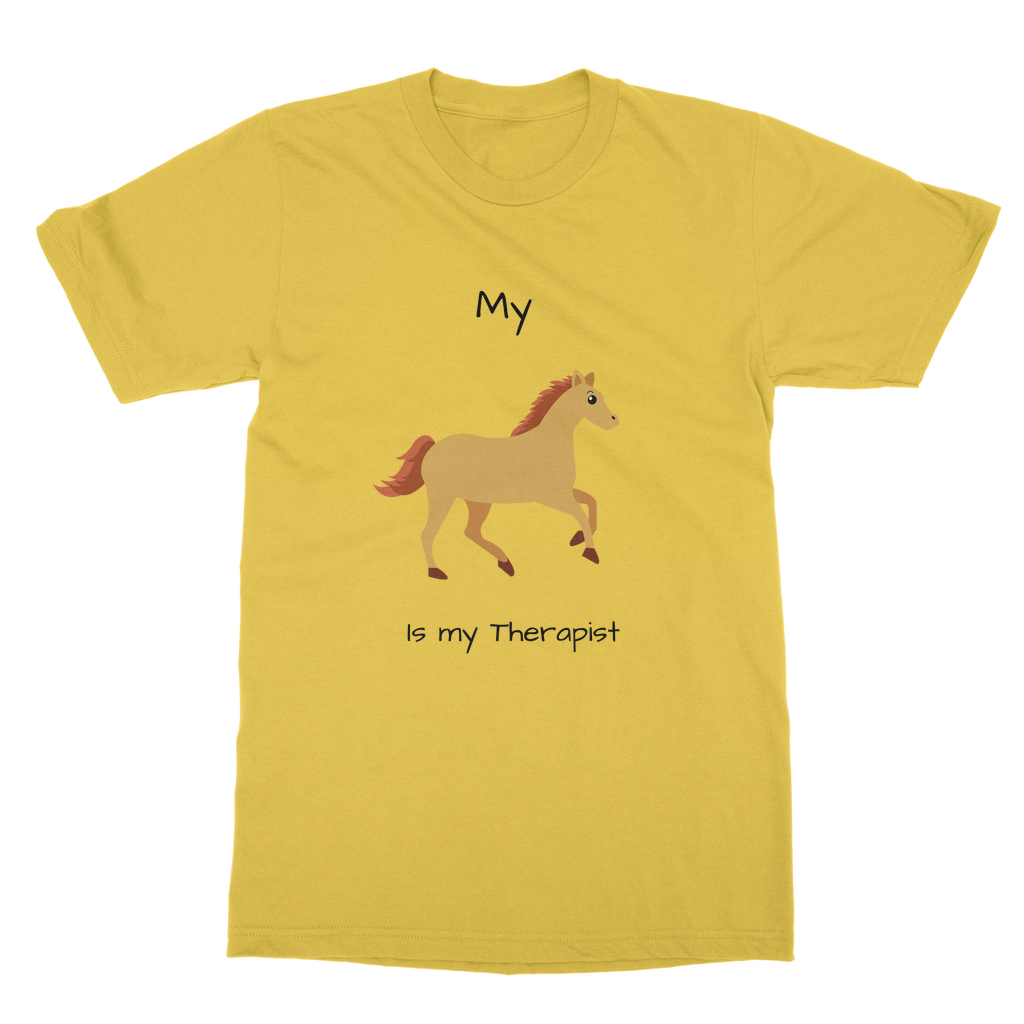 My Horse is My Therapist (Black) Classic Adult T-Shirt