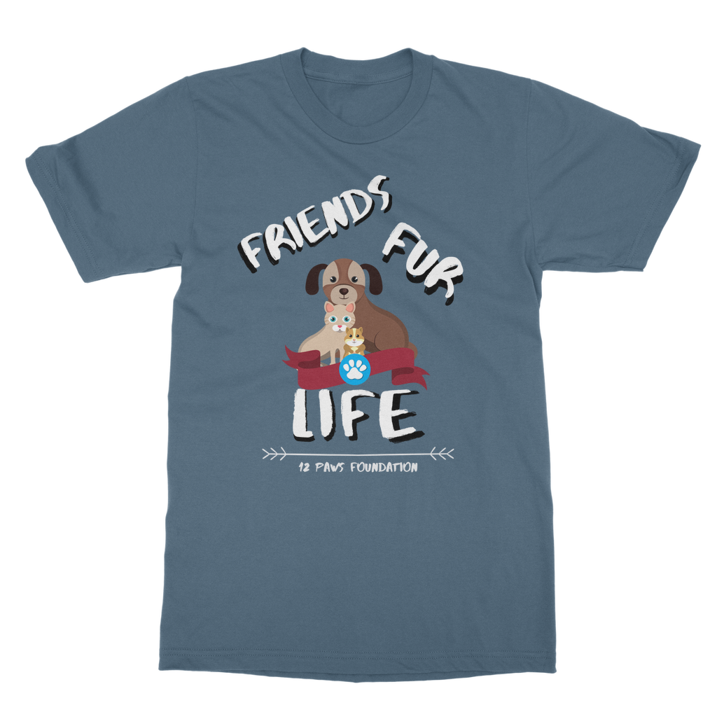 (White Lettering) Friends Fur Life Classic Adult T-Shirt