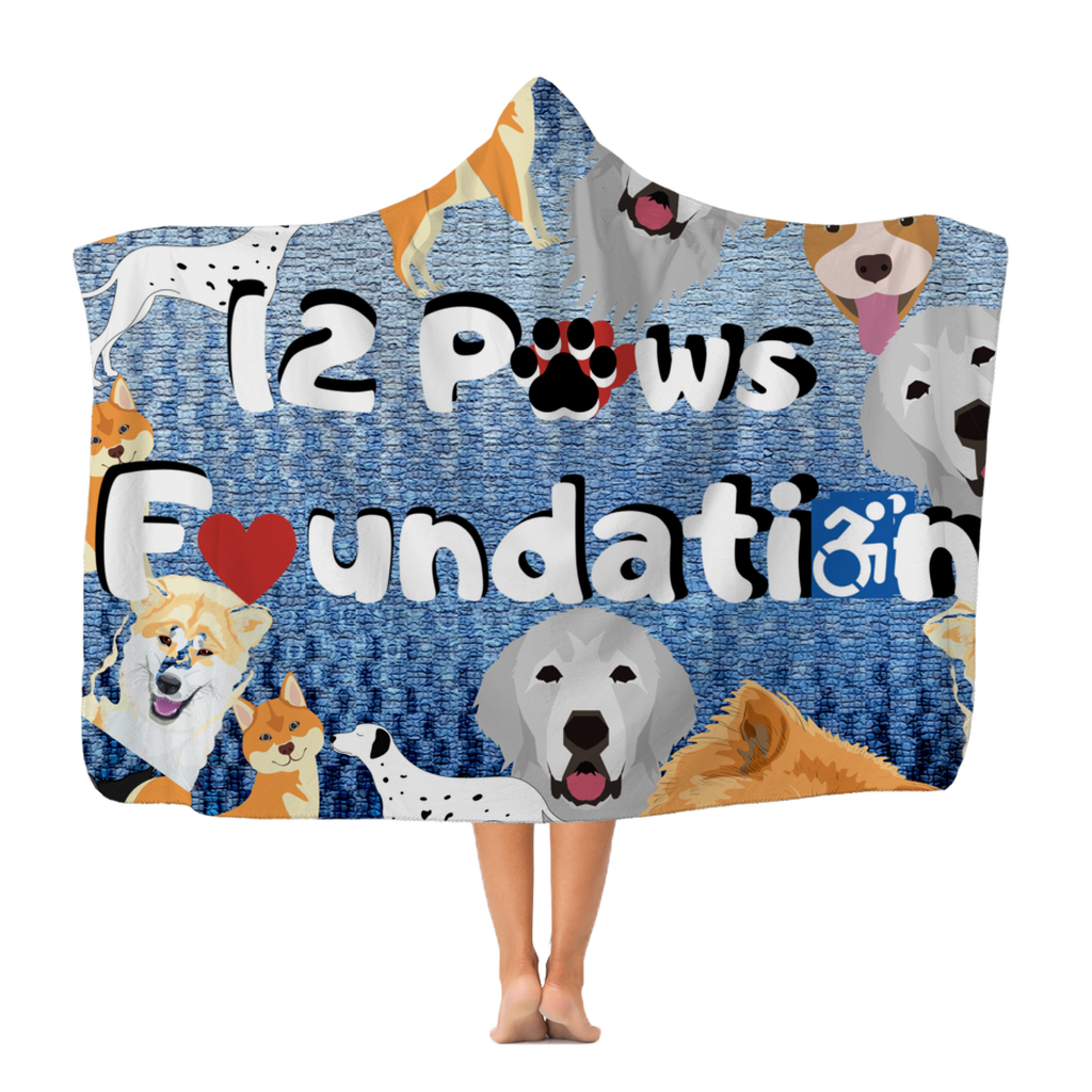 (Sky Blue) 12 Paws Pattern Mask Classic Adult Hooded Blanket