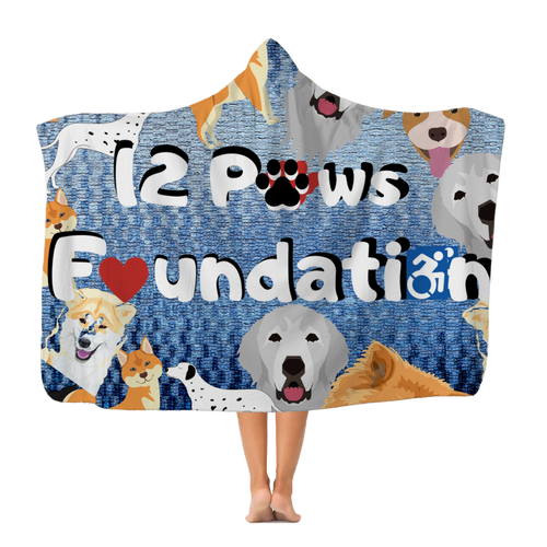 (Sky Blue) 12 Paws Pattern Mask Classic Adult Hooded Blanket