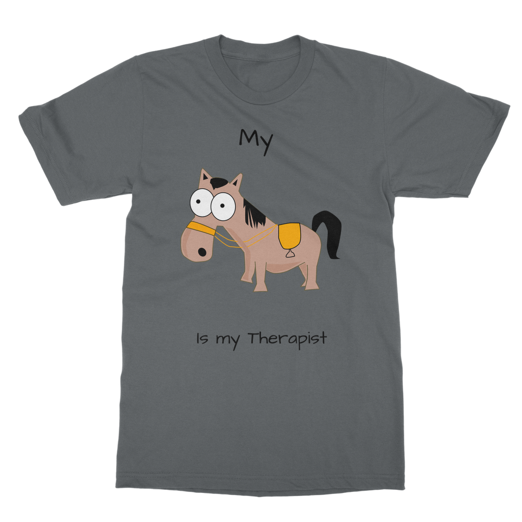 My Crazy Horse is My Therapist (Black) Classic Adult T-Shirt