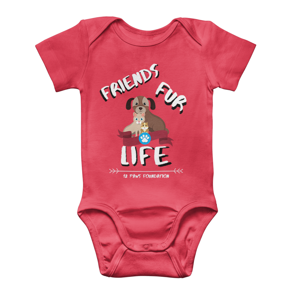 (White Lettering) Friends Fur Life Classic Baby Onesie Bodysuit