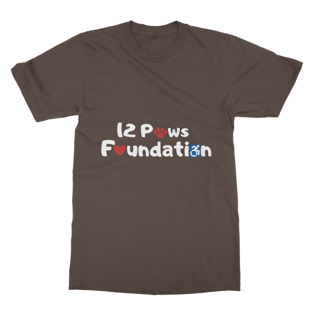 (White Lettering) 12 Paws Foundation Classic Adult T-Shirt