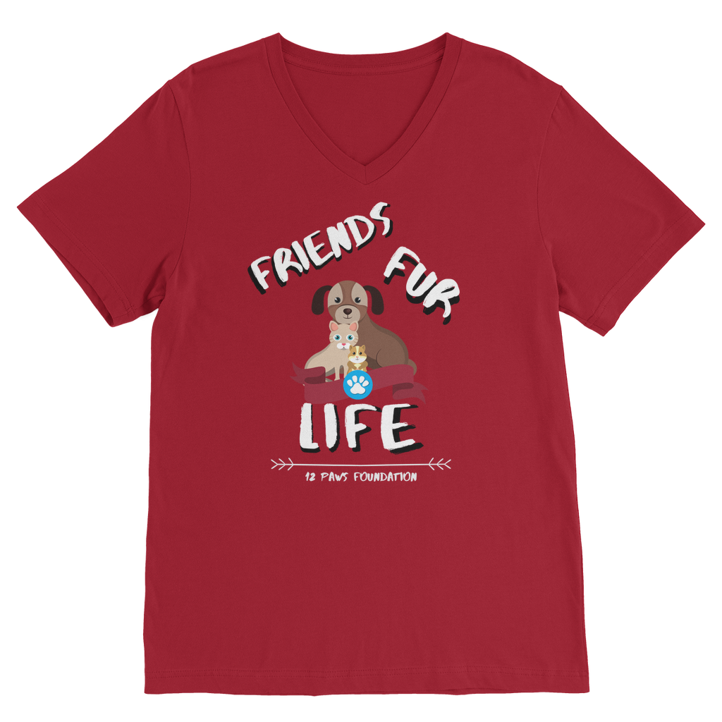 (White Lettering) Friends Fur Life Premium V-Neck T-Shirt
