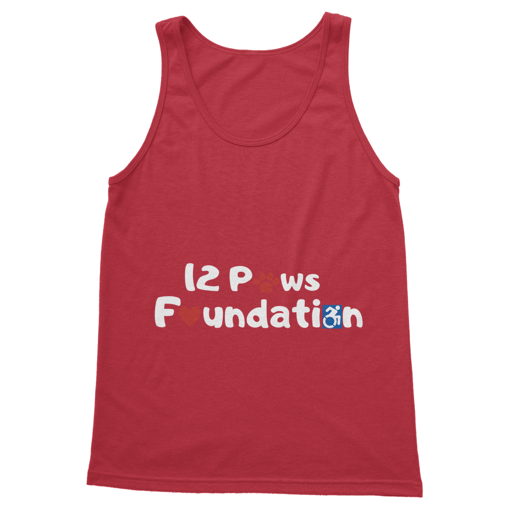 (White Lettering) 12 Paws Foundation Classic Women's Tank Top
