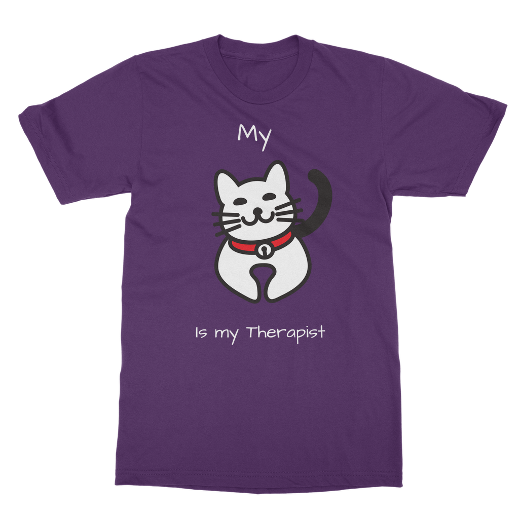 My Cat is My Therapist (White) Classic Adult T-Shirt