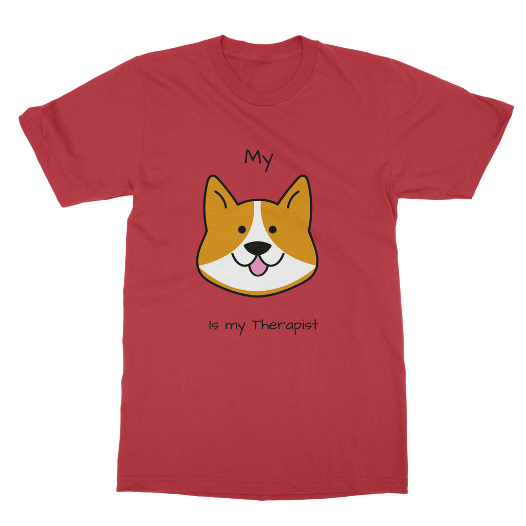 (Black) My Dog is my Therapist Classic Heavy Cotton Adult T-Shirt