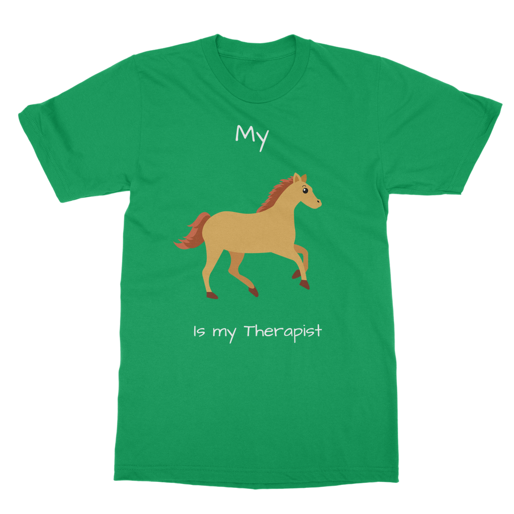 My Horse is My Therapist (White) Classic Adult T-Shirt