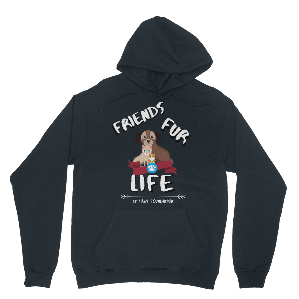 (White Lettering) Friends Fur Life Classic Adult Hoodie