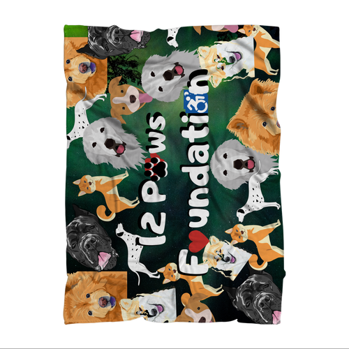 12 Paws Pattern Mask (Green) Sublimation Throw Blanket