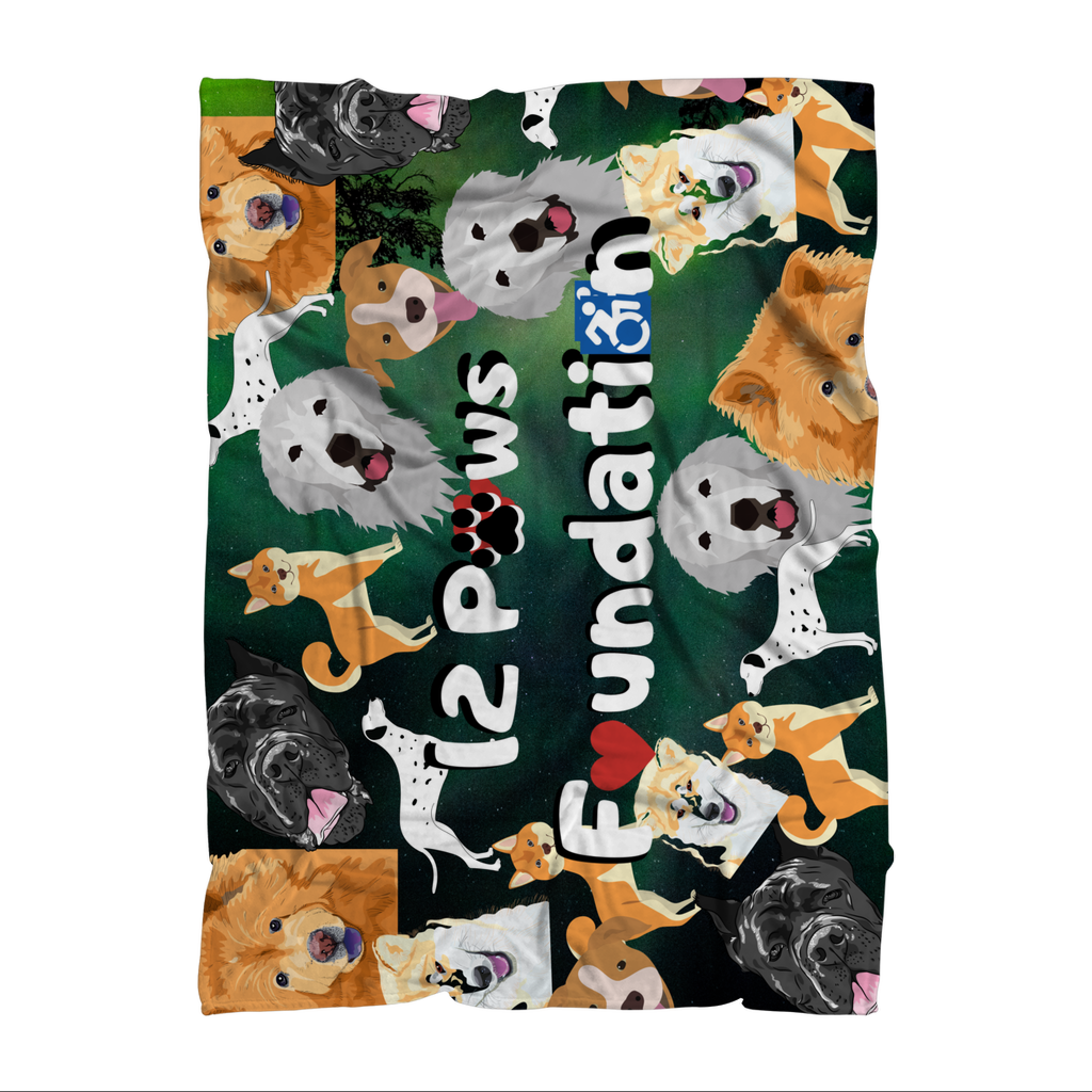 12 Paws Pattern Mask (Green) Sublimation Throw Blanket