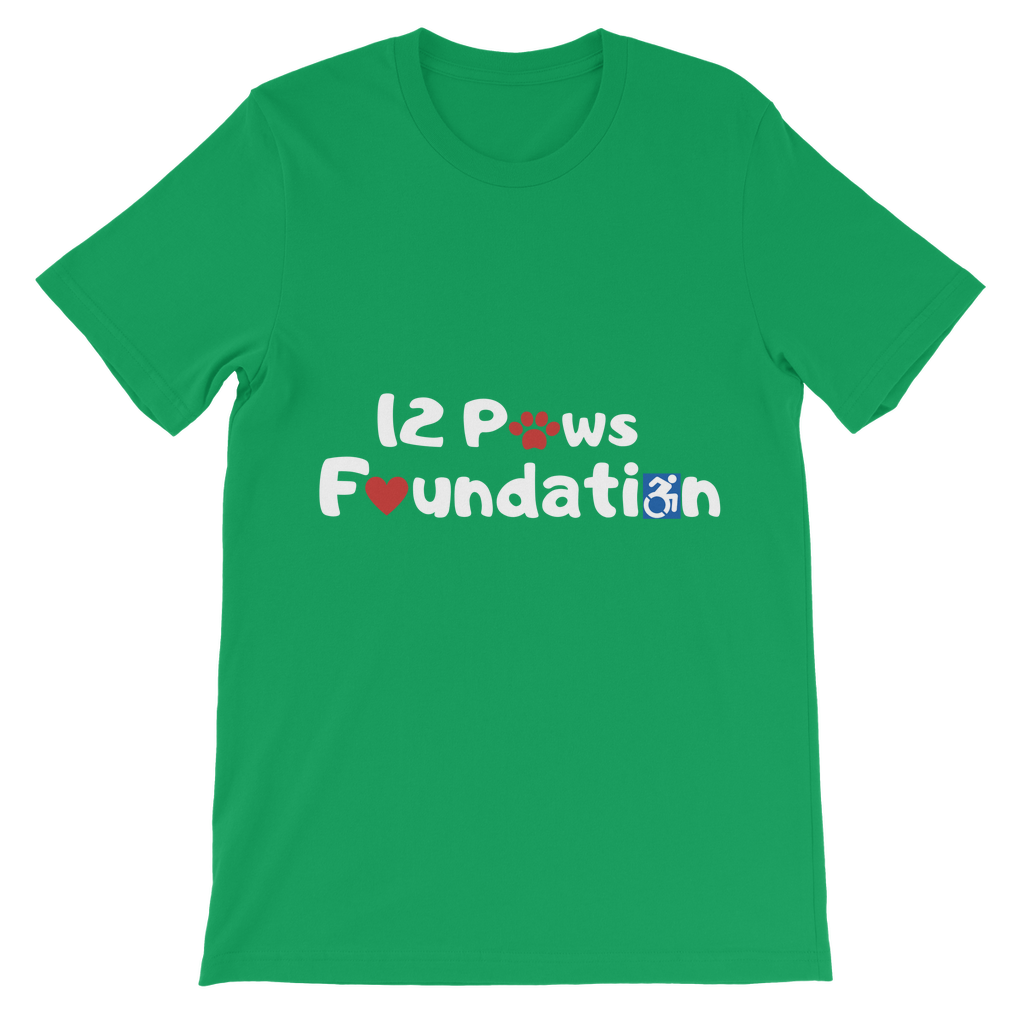 (White Lettering) 12 Paws Foundation Classic Kids T-Shirt