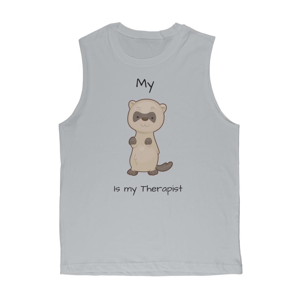 My Ferret is My Therapist (Black) Classic Adult Muscle Top