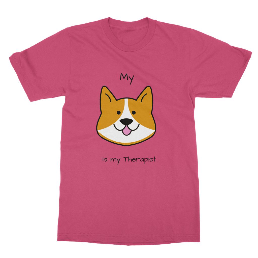 (Black) My Dog is my Therapist Classic Heavy Cotton Adult T-Shirt