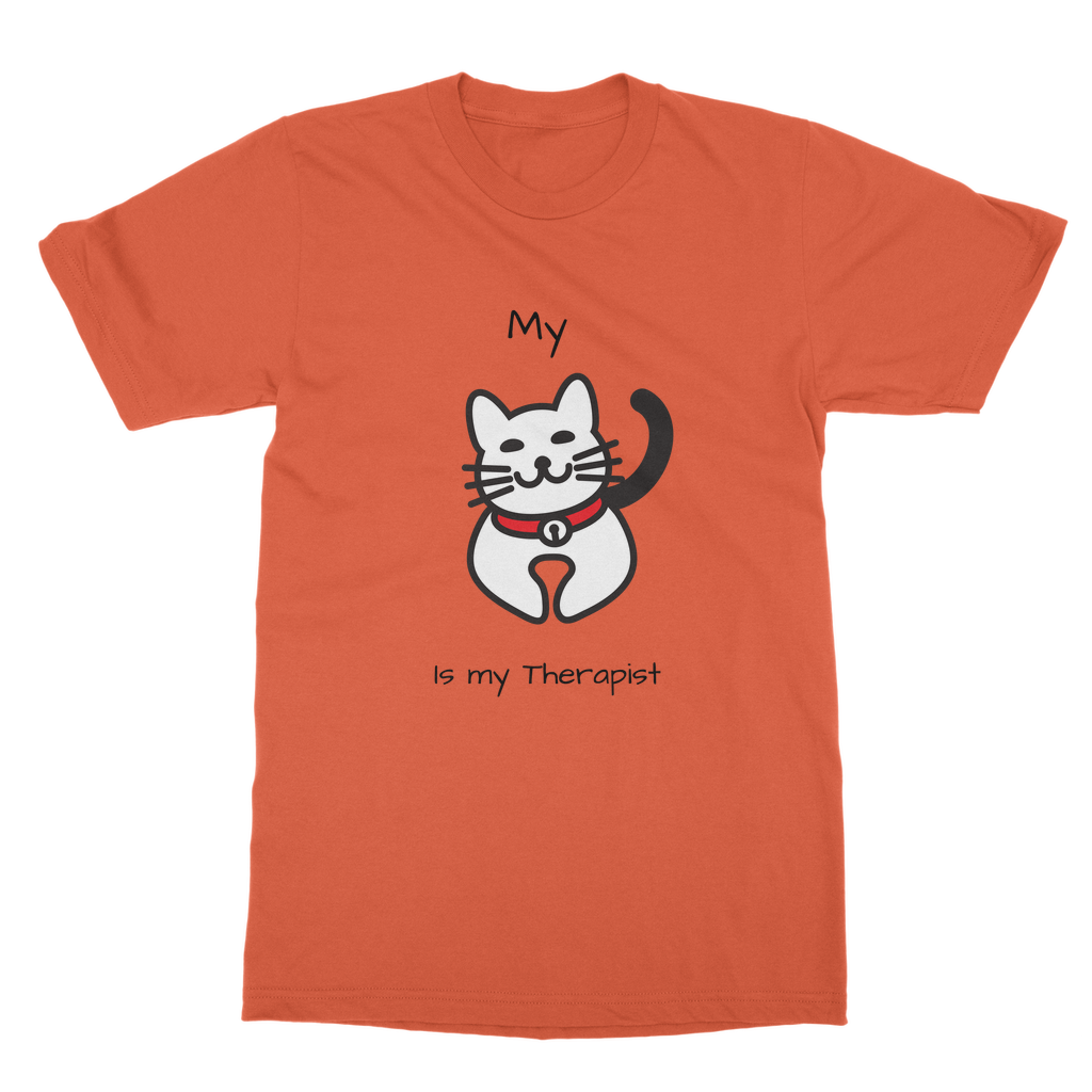 (Black) My Cat is My Therapist Classic Adult T-Shirt