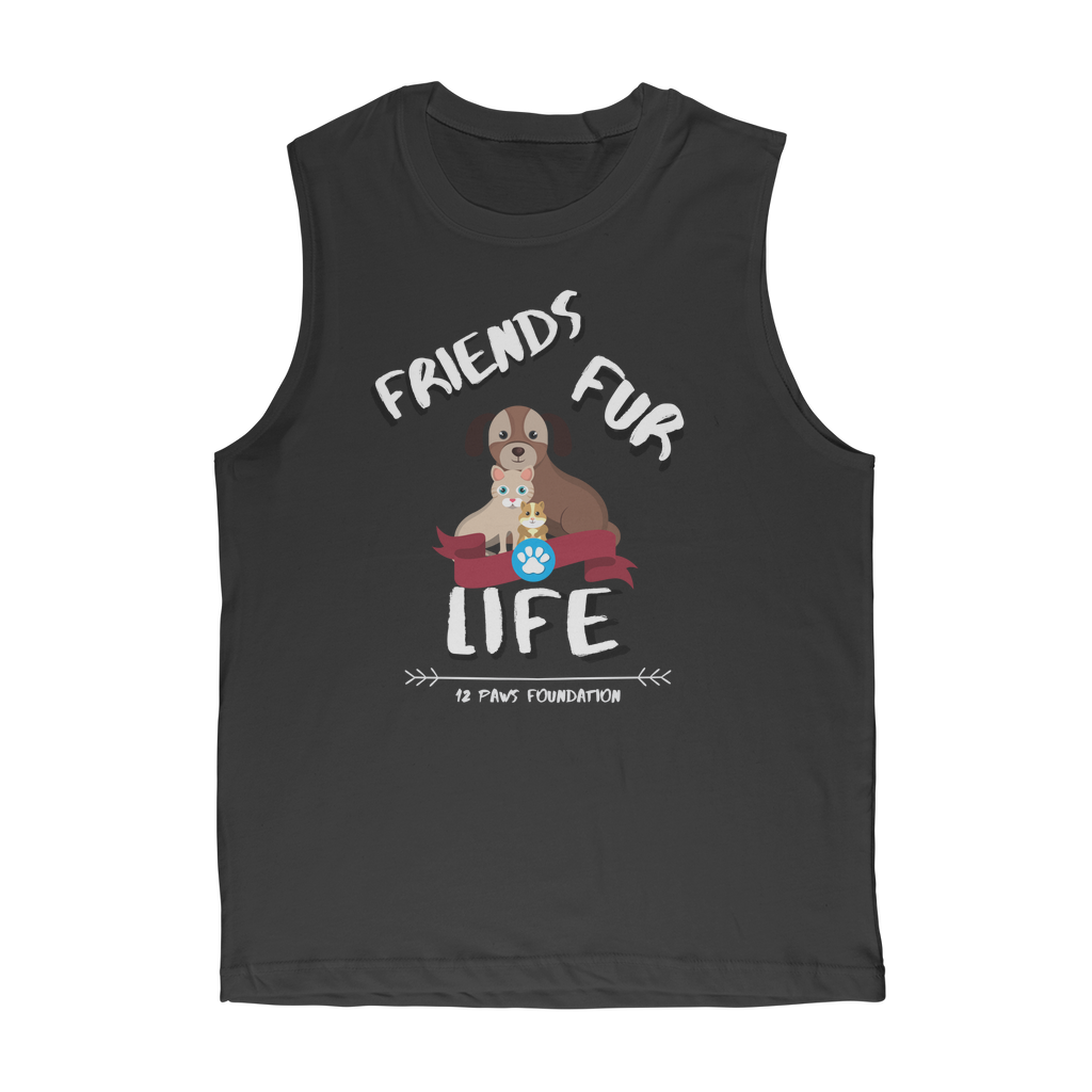 (White Lettering) Friends Fur Life Classic Adult Muscle Top
