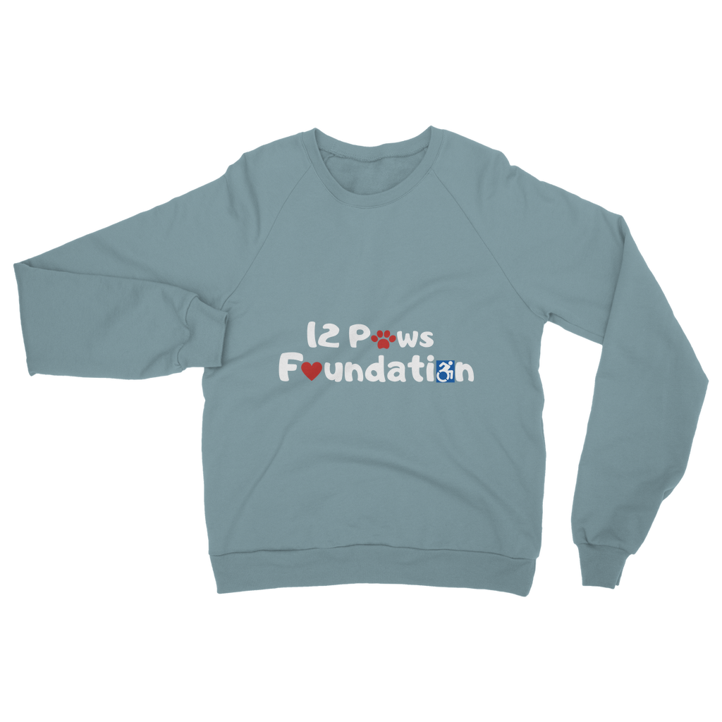 (White Lettering) 12 Paws Foundation Classic Adult Sweatshirt