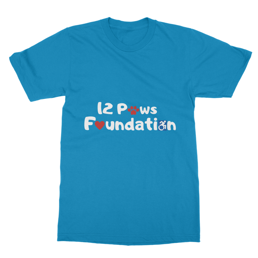 (White Lettering) 12 Paws Foundation Classic Adult T-Shirt