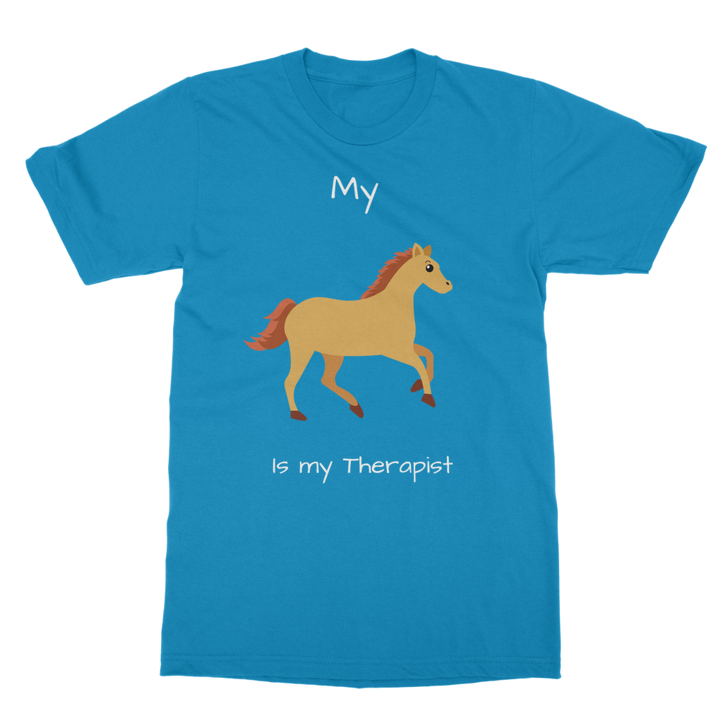 My Horse is My Therapist (White) Classic Adult T-Shirt