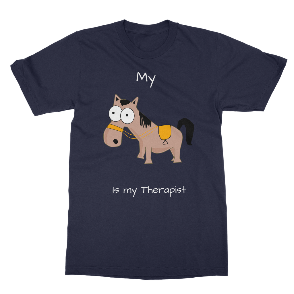 My Crazy Horse is my Therapist (White) Classic Adult T-Shirt