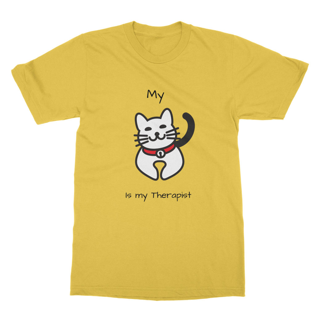 (Black) My Cat is My Therapist Classic Adult T-Shirt