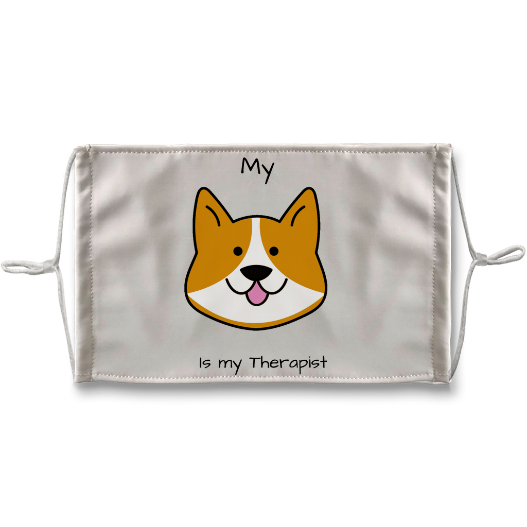 (Black) My Dog is my Therapist Sublimation Face Mask + 10 Replacement Filters