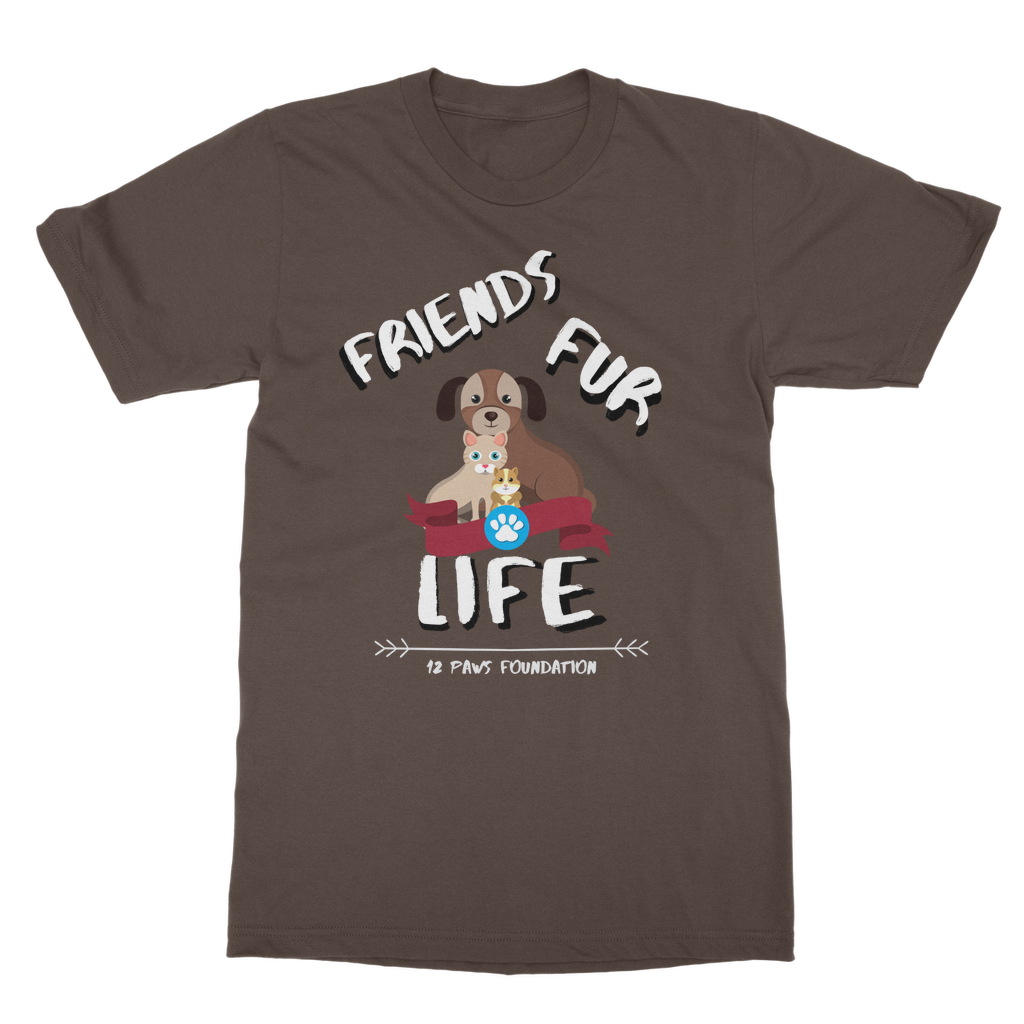 (White Lettering) Friends Fur Life Classic Adult T-Shirt