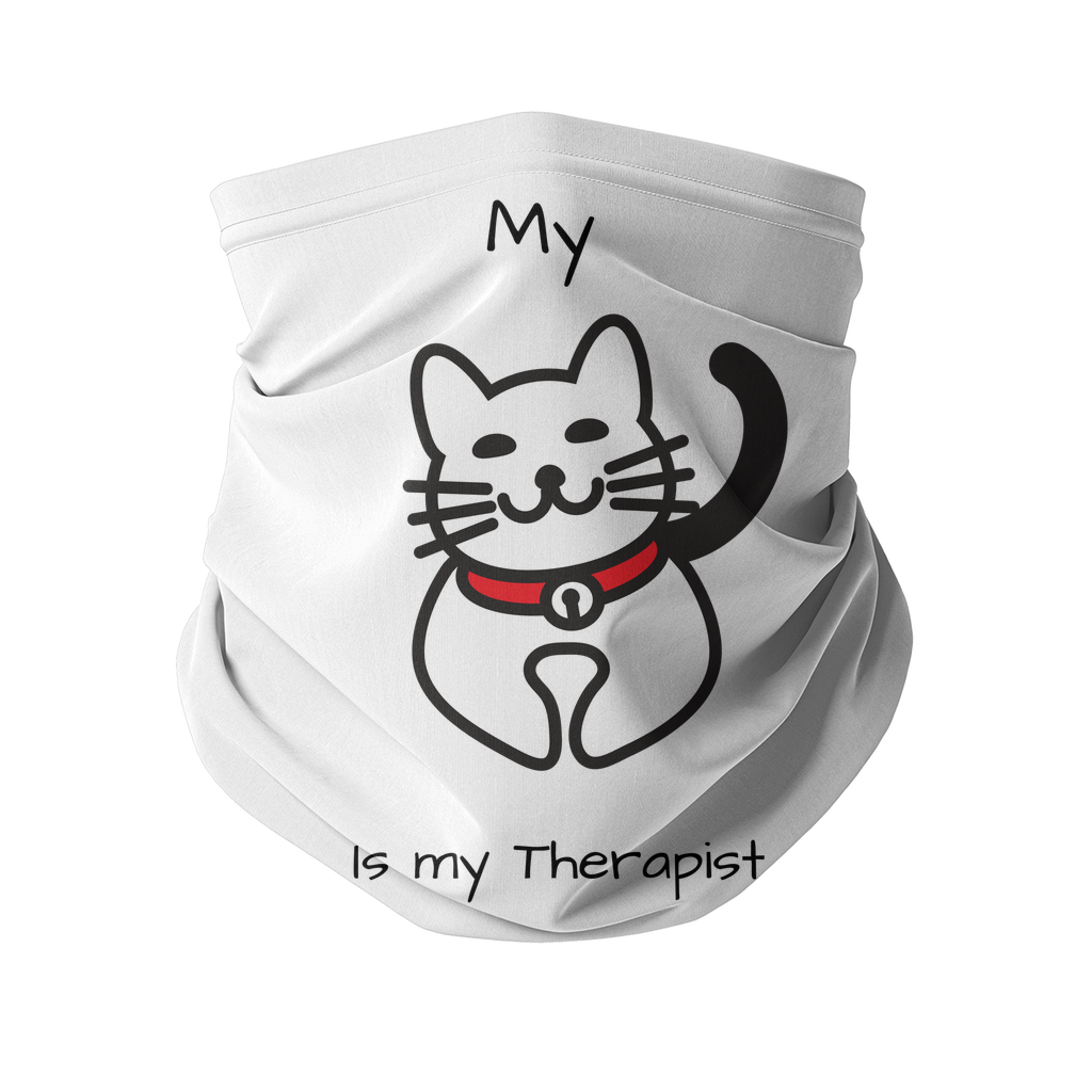 (Black) My Cat is My Therapist Sublimation Neck Gaiter