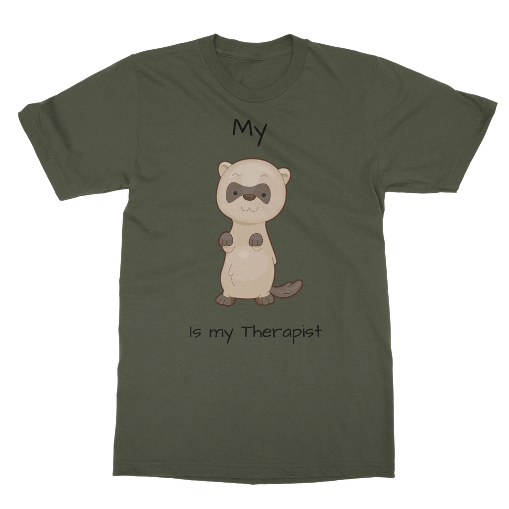 My Ferret is My Therapist (Black) Classic Adult T-Shirt