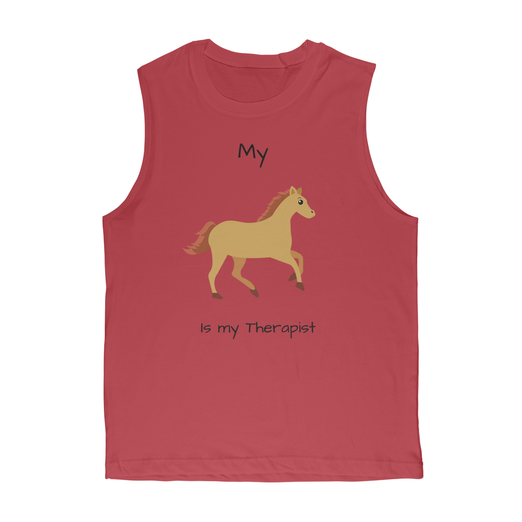 My Horse is My Therapist (Black) Classic Adult Muscle Top