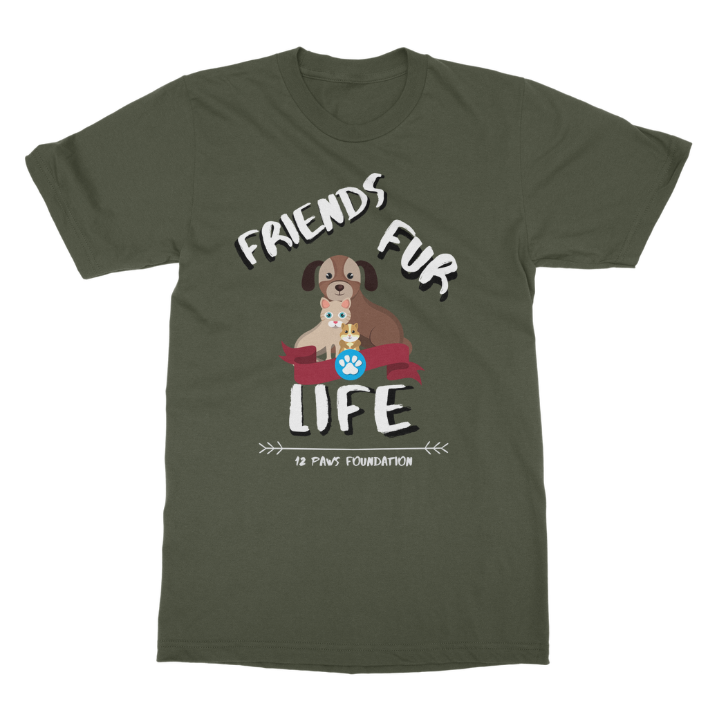 (White Lettering) Friends Fur Life Classic Adult T-Shirt