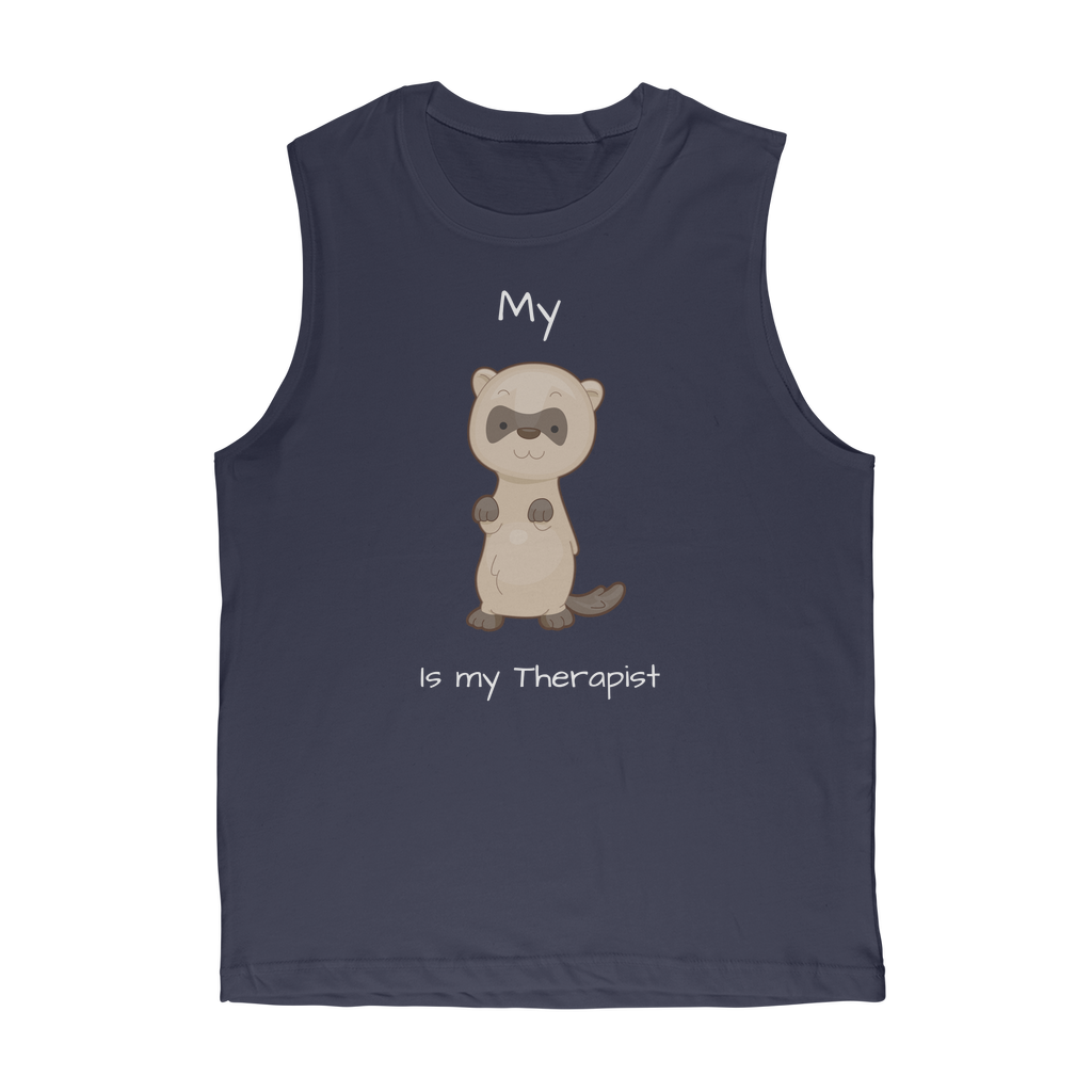 My Ferret is My Therapist (White) Classic Adult Muscle Top