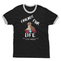 (White Lettering) Friends Fur Life Adult Ringer T-Shirt