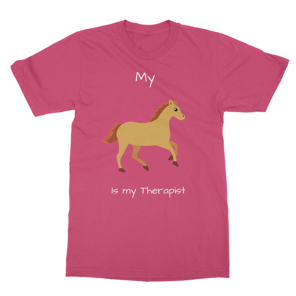 My Horse is My Therapist (White) Classic Adult T-Shirt