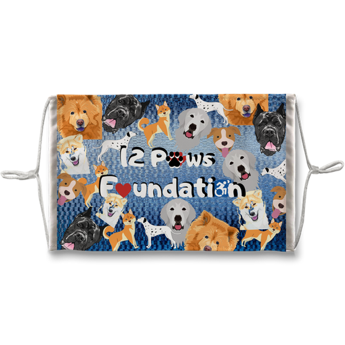 (Sky Blue) 12 Paws Pattern Mask Sublimation Face Mask